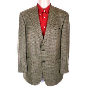 Orvis Men Sport Coat Hounds Tooth 2 Button Silk Blend Size 42R